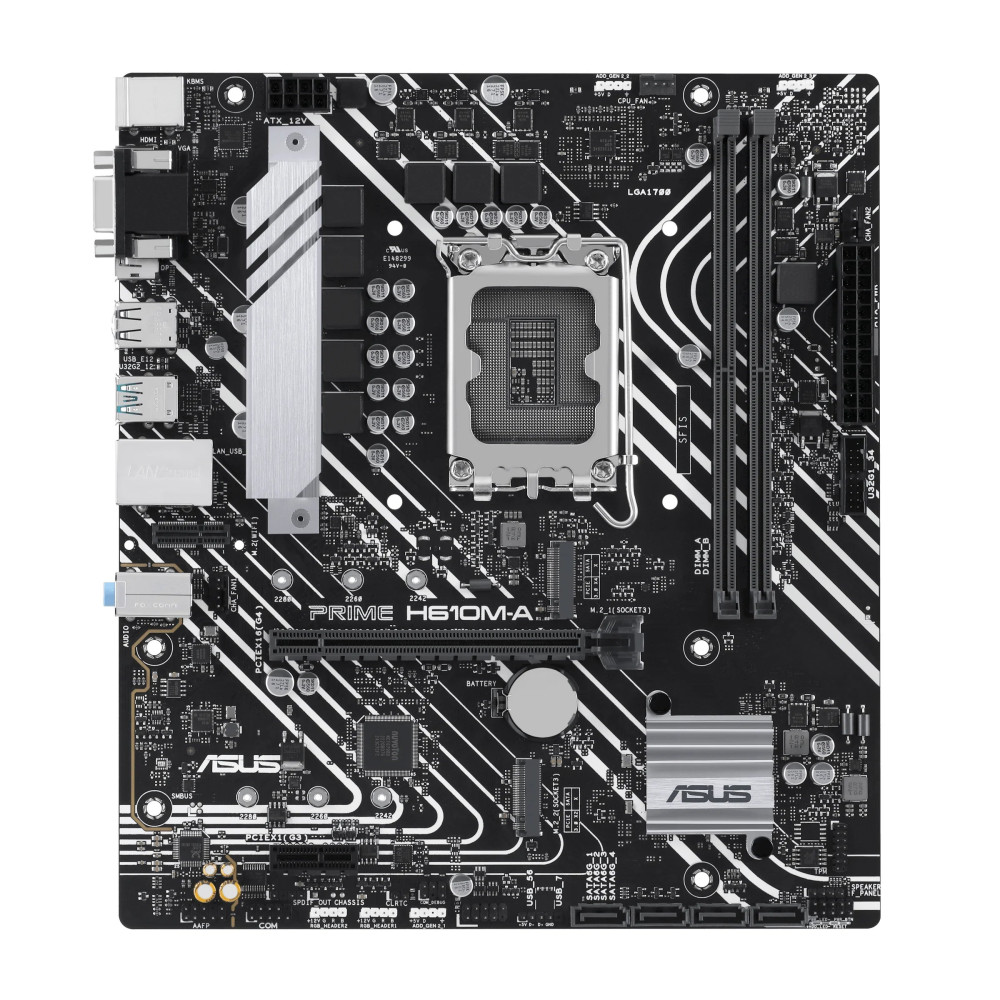 ASUS PRIME H610M-A-CSM - Scheda madre - micro ATX - Sockel LGA1700 - Chipset H610 - USB 3.2 Gen 1, USB 3.2 Gen 2 - LAN Gigabit -