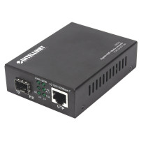 Intellinet Gigabit PoE+ Convertitore di Media, 1 x Porta 1000Base-T RJ45 a 1 x Porta SFP, Iniettore PoE+ - Convertitore di media