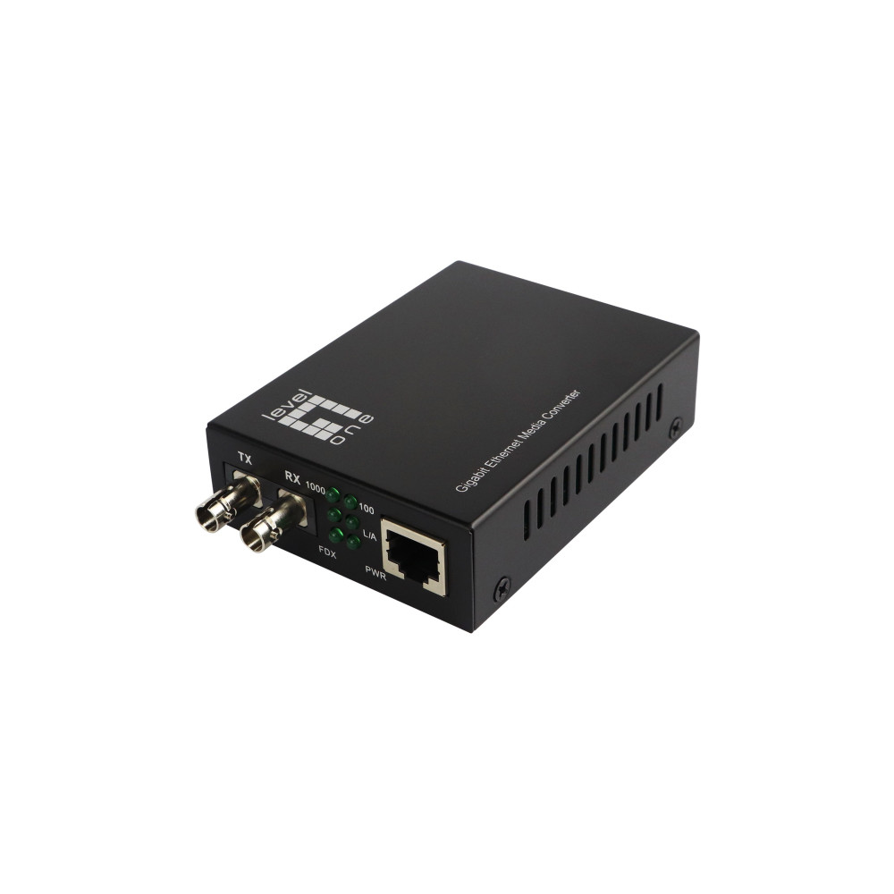 LevelOne Gigabit RJ45 a ST Mediakonverter, Fibra Monomodo, 20km, 1000 Mbit/s, 1000Base-LX, 1000Base-SX, IEEE 802.3, IEEE 802.3ab