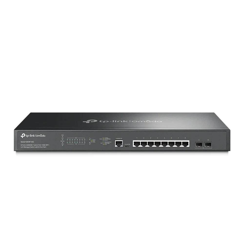TP-LINK Omada TL-SG3210XHP-M2 V2 - Switch - gestito - 8 x 10/100/1000/2,5G + 2 x 10 Gigabit SFP+ - montabile in Rack - PoE+ (240