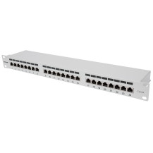 Intellinet 24-port Cat6a Patchpanel, schermato, 24 porte, FTP, 1 HE, pannelli di montaggio con introduzione dei cavi a 90 gradi,