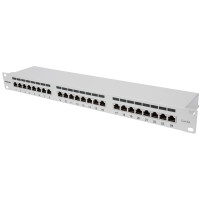 Intellinet 24-port Cat6a Patchpanel, schermato, 24 porte, FTP, 1 HE, pannelli di montaggio con introduzione dei cavi a 90 gradi,