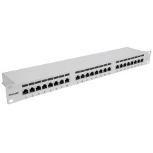 Intellinet 24-port Cat6a Patchpanel, schermato, 24 porte, FTP, 1 HE, pannelli di montaggio con introduzione dei cavi a 90 gradi,