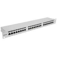 Intellinet 24-port Cat6a Patchpanel, schermato, 24 porte, FTP, 1 HE, pannelli di montaggio con introduzione dei cavi a 90 gradi,
