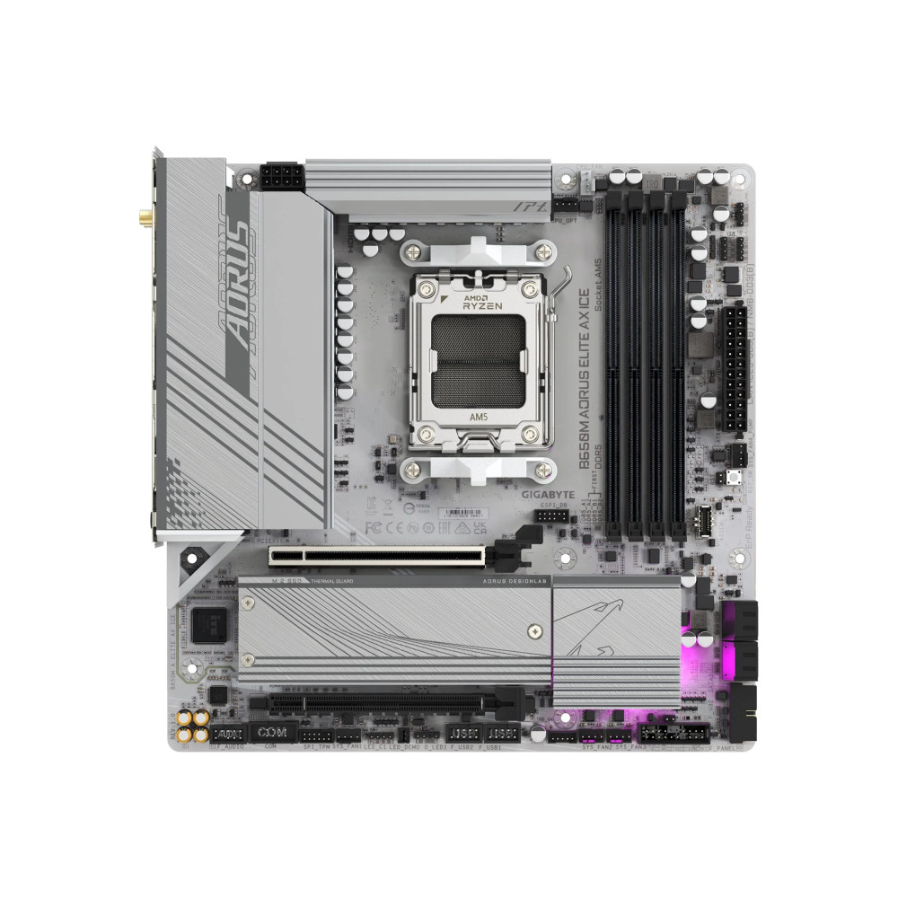 Gigabyte B650M AORUS ELITE AX ICE - Scheda madre - micro ATX - Socket AM5 - Chipset AMD B650 - USB-C 3.2 Gen2, USB 3.2 Gen 2, US