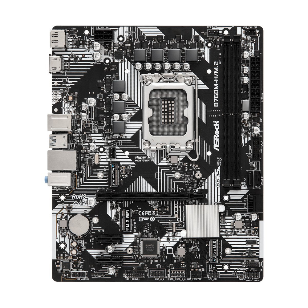 ASRock B760M-H/M.2 - Scheda madre - micro ATX - Sockel LGA1700 - Chipset B760 - USB-C 3.2 Gen 1, USB 3.2 Gen 1 - LAN Gigabit - G