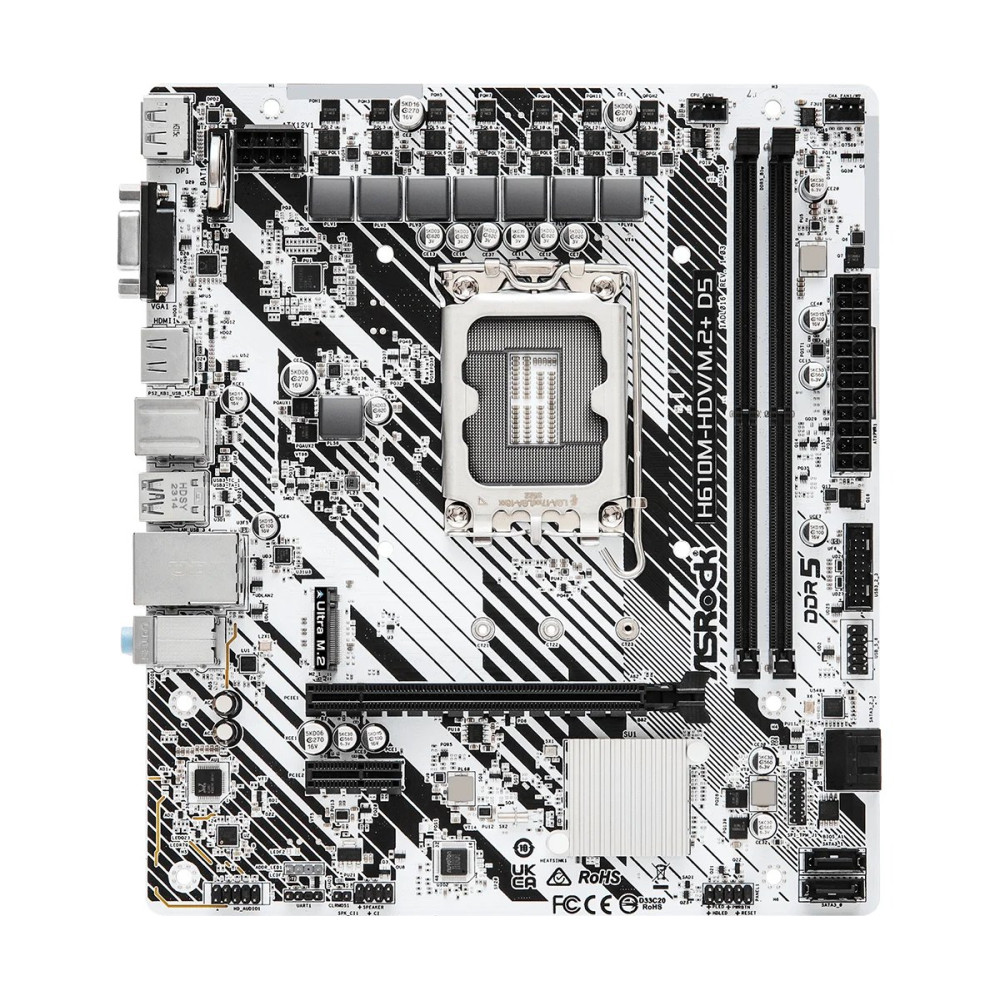 ASRock H610M-HDV/M.2+ D5, Intel, LGA 1700, DDR5-SDRAM, 96 GB, DIMM, a doppio canale
