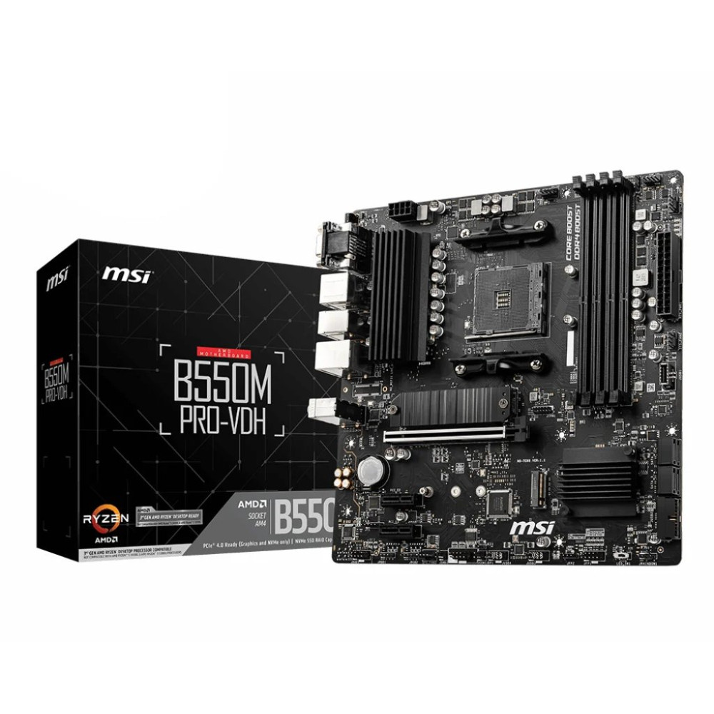 MSI B550M PRO-VDH - Scheda madre - micro ATX - Socket AM4 - Scheda madre AMD B550 - USB-C Gen 1, USB 3.2 Gen 1 - LAN Gigabit - G