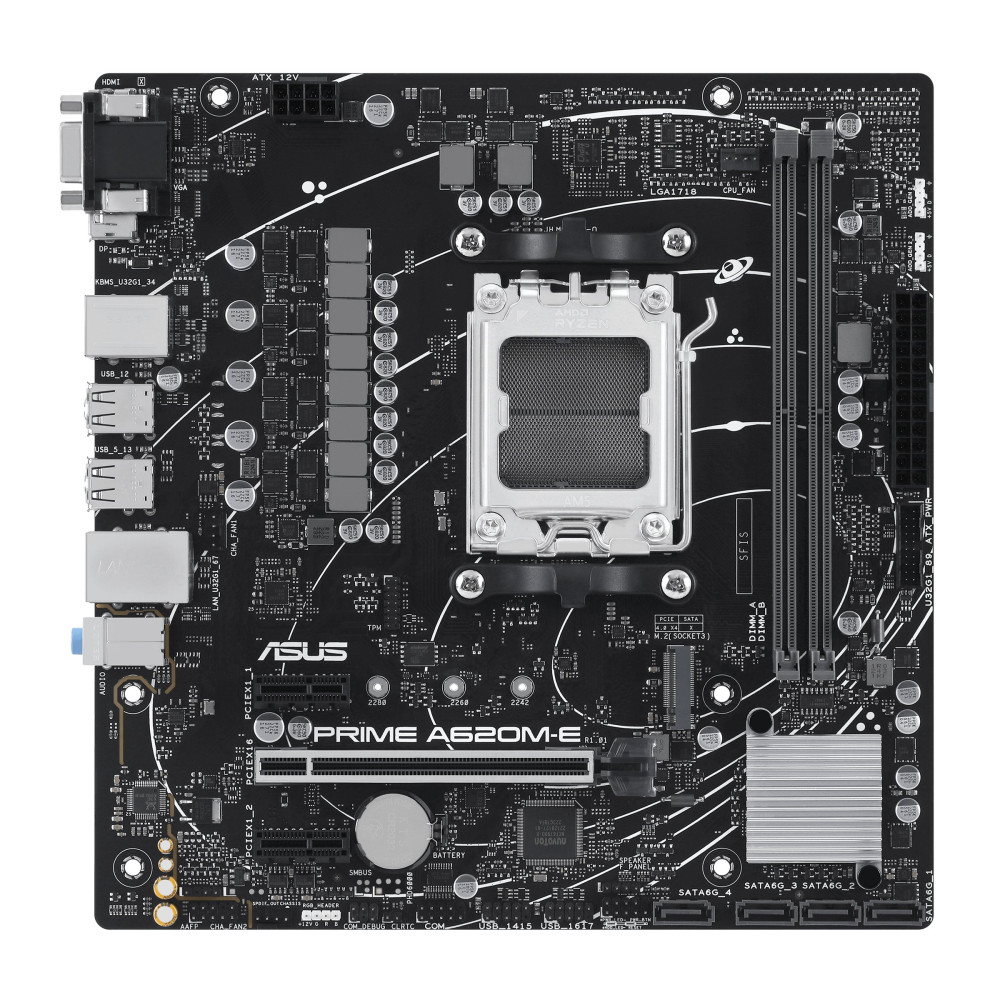 ASUS Prime A620M-E-CSM - Scheda madre - micro ATX - Socket AM5 - Chipset AMD A620 - LAN Gigabit - Grafica integrata (richiede CP
