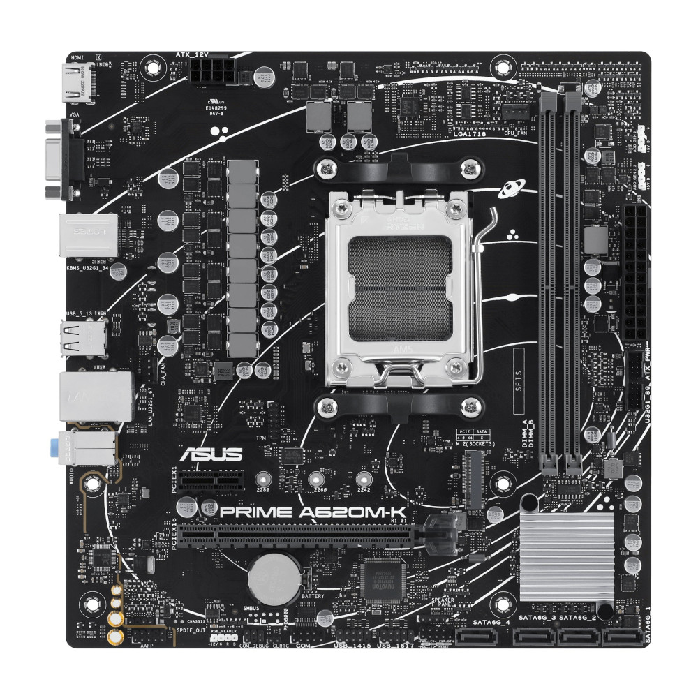 ASUS PRIME A620M-K - Scheda madre - micro ATX - Socket AM5 - Chipset AMD A620 - USB 3.2 Gen 1 - LAN Gigabit - Grafica integrata 