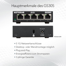 Netgear GS305 - Switch - senza gestione - 5 x 10/100/1000