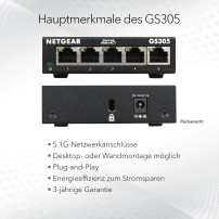 Netgear GS305 - Switch - senza gestione - 5 x 10/100/1000