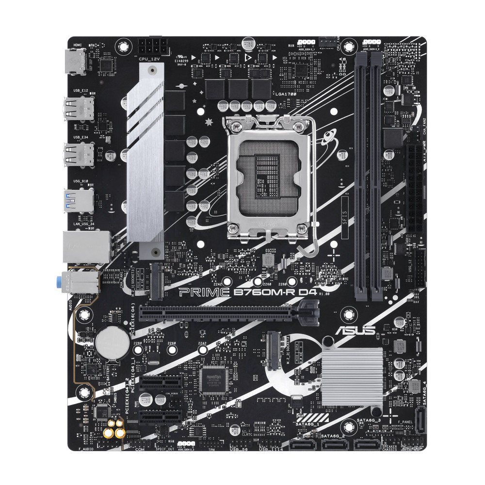 ASUS PRO B760M-R D4 - Scheda madre - micro ATX - Sockel LGA1700 - Chipset B760 - USB 3.2 Gen 1 - LAN a 2,5 Gigabit - Grafica int