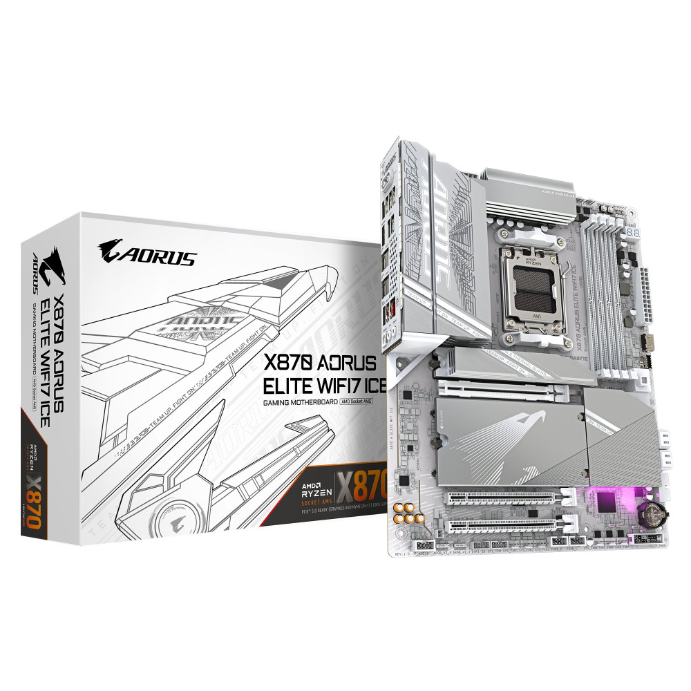 Gigabyte AORUS X870 ELITE WIFI7 ICE - 1.0 - Scheda madre - ATX - Socket AM5 - Scheda madre AMD X870 - USB-C 3.2 Gen 2x2, USB4, U