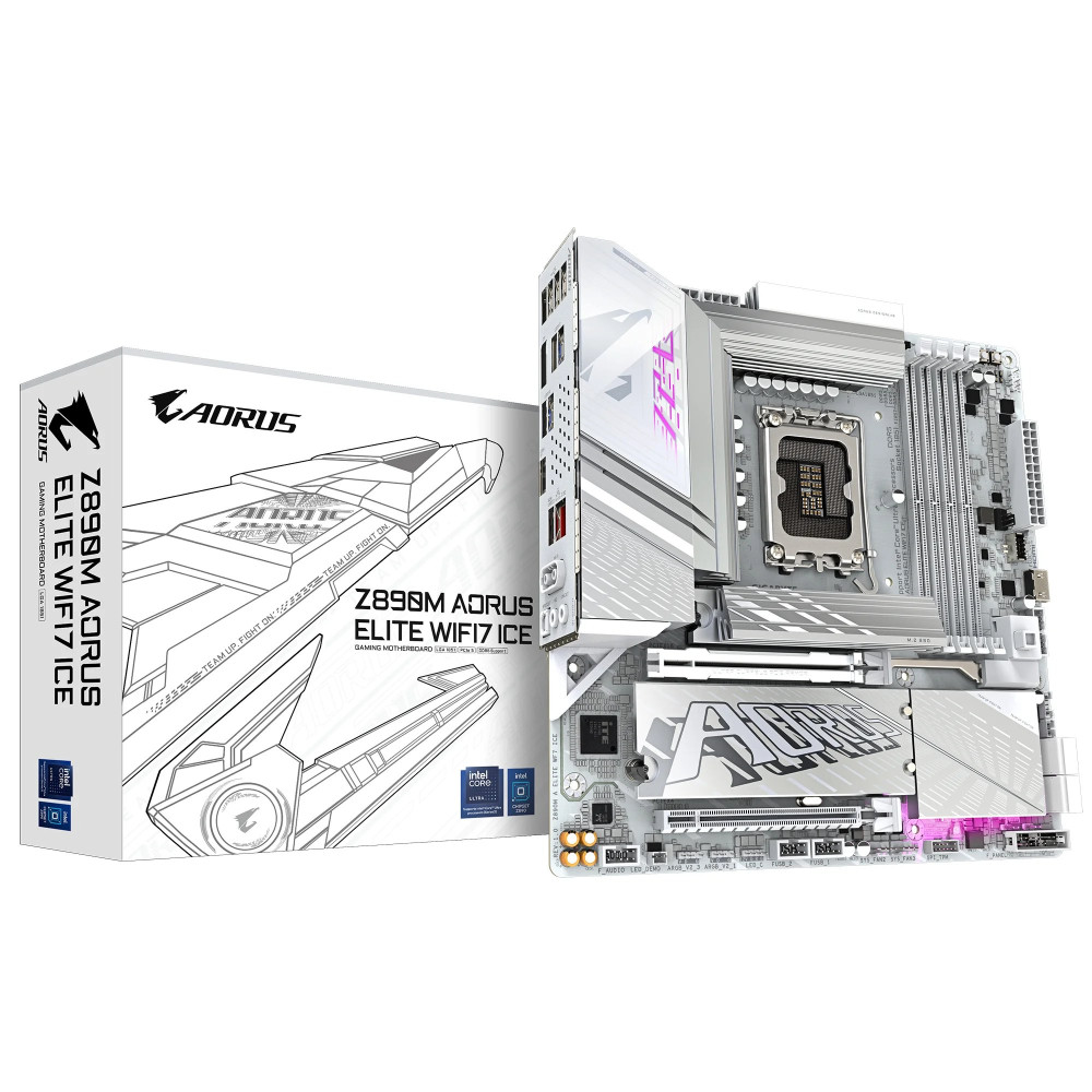 Gigabyte AORUS Z890M ELITE WIFI7 ICE - Scheda madre - micro ATX - LGA1851 Socket - Chips Z890 - USB4, USB-C 3.2 Gen2, USB 3.2 Ge