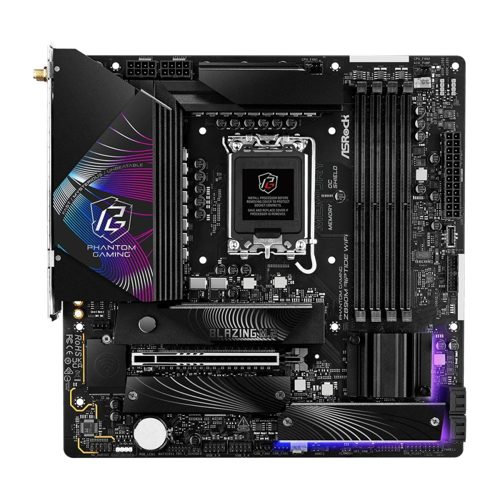 ASRock Phantom Gaming Z890M RIPTIDE WIFI - Scheda madre - micro ATX - LGA1851 Socket - Chips Z890 - USB4, USB 3.2 Gen 2, USB 3.2