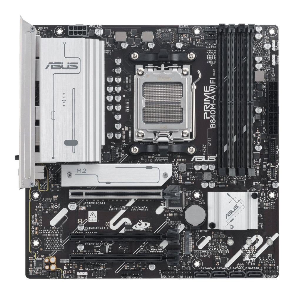 ASUS PRIME B840M-A WIFI - Scheda madre - micro ATX - Socket AM5 - Chipset AMD B840 - USB-C 3.2 Gen 1, USB 3.2 Gen 1 - 2,5 Gigabi
