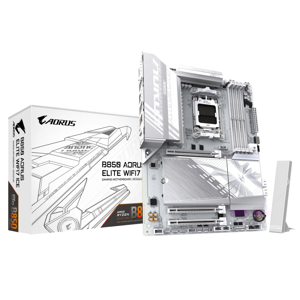 Gigabyte AORUS B850 ELITE WIFI7 ICE - Scheda madre - ATX - Socket AM5 - Chipsatz AMD B850 - USB-C 3.2 Gen 2x2, USB-C 3.2 Gen 2, 