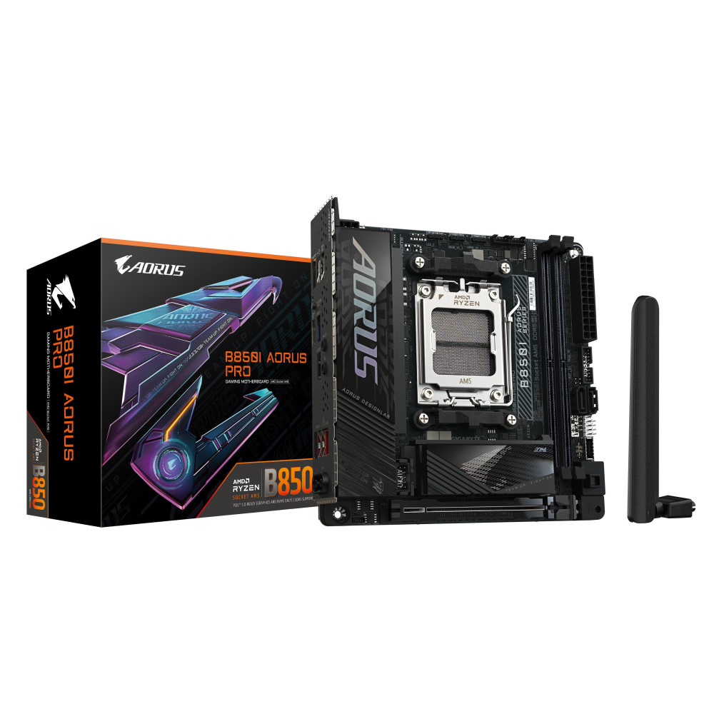 Gigabyte AORUS B850I PRO - Scheda madre - Mini-ITX - Socket AM5 - Chipsatz AMD B850 - USB-C 3.2 Gen2, USB 3.2 Gen 1, USB 3.2 Gen