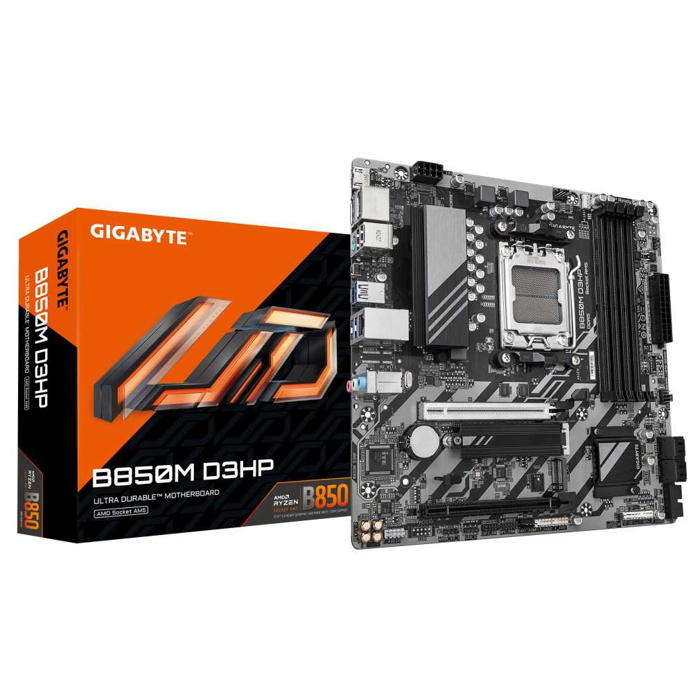 Gigabyte B850M D3HP - Scheda madre - micro ATX - Socket AM5 - Chipsatz AMD B850 - USB-C 3.2 Gen 1, USB 3.2 Gen 1 - LAN Gigabit -