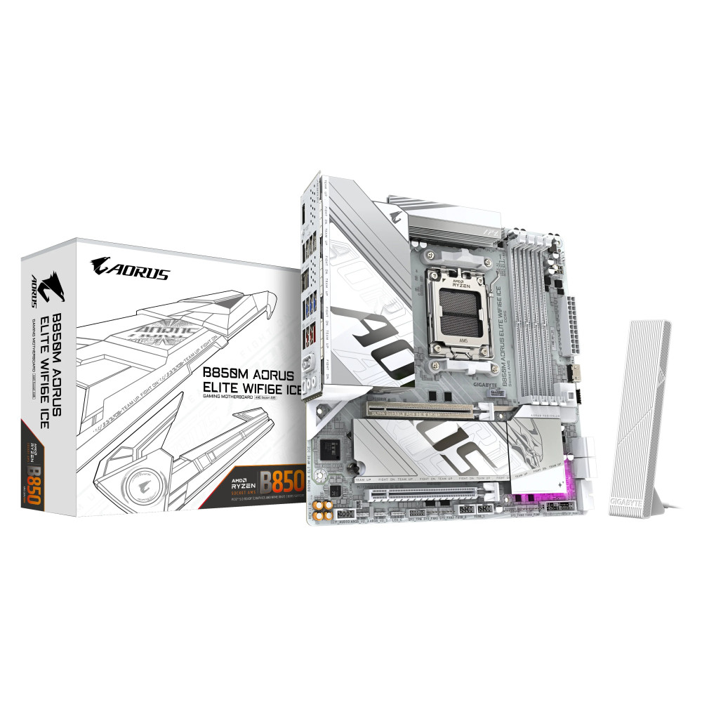 Gigabyte AORUS B850M ELITE WIFI 6E ICE - Scheda madre - micro ATX - Socket AM5 - Chipsatz AMD B850 - USB-C 3.2 Gen 2x2, USB-C 3.