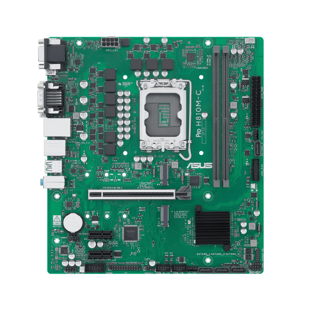 ASUS PRO H810M-C-CSM - Scheda madre - micro ATX - LGA1851 Socket - Chipset H810 - USB-C 3.2 Gen 1, USB 3.2 Gen 2, USB 3.2 Gen 1 