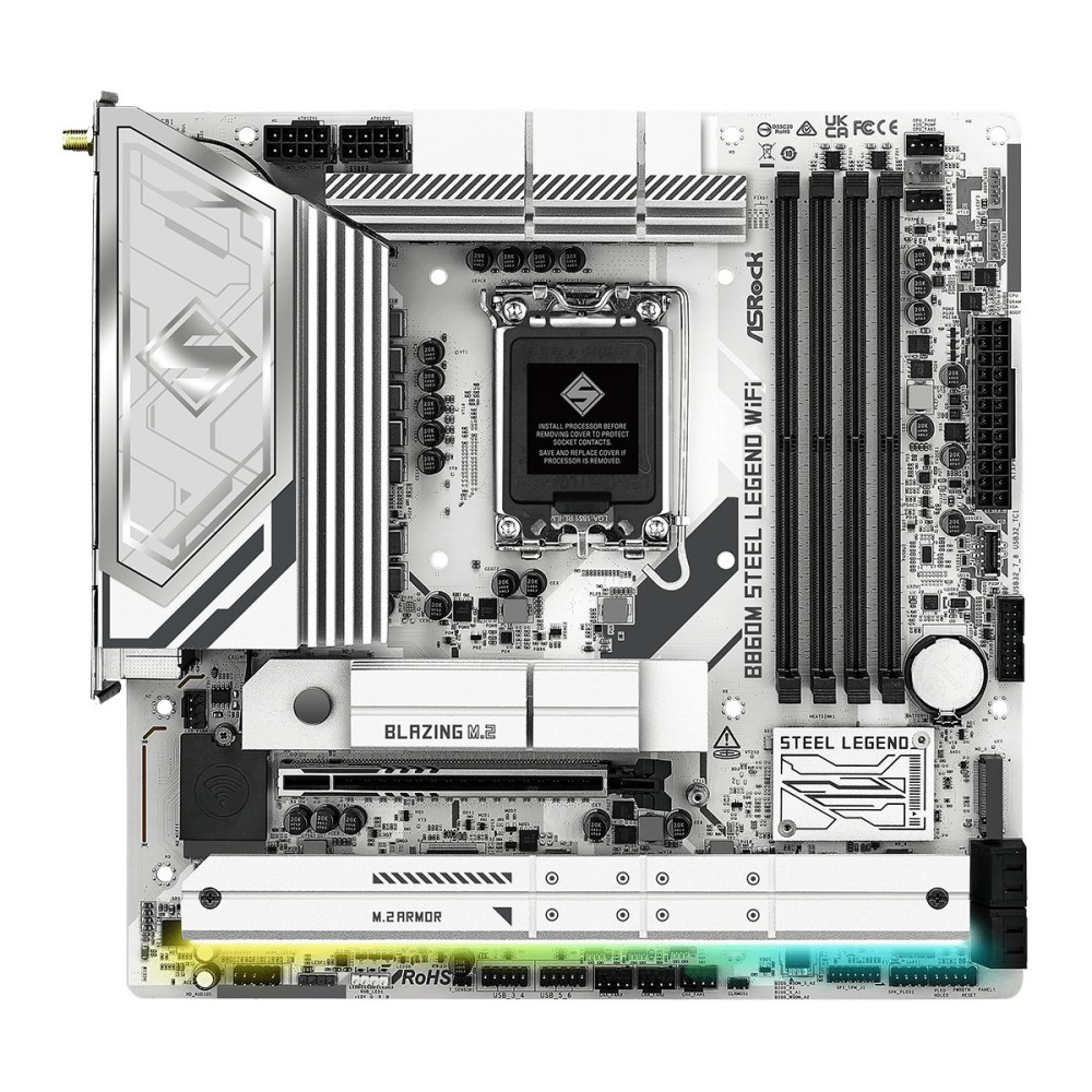 ASRock B860M STEEL LEGEND WIFI - Scheda madre - micro ATX - LGA1851 Socket - Chipset B860 - USB4, USB-C 3.2 Gen2, USB 3.2 Gen 2,