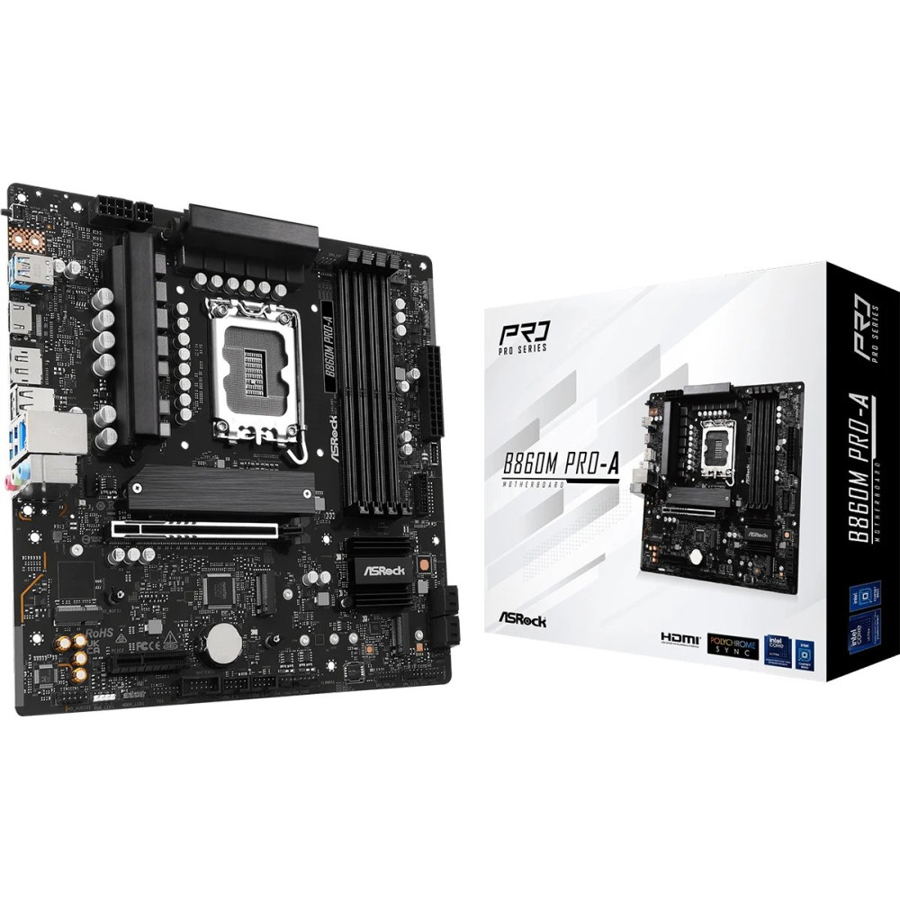 ASRock B860M Pro-A - Scheda madre - micro ATX - LGA1851 Socket - Chipset B860 - USB-C 3.2 Gen 2x2, USB-C 3.2 Gen 2, USB 3.2 Gen 