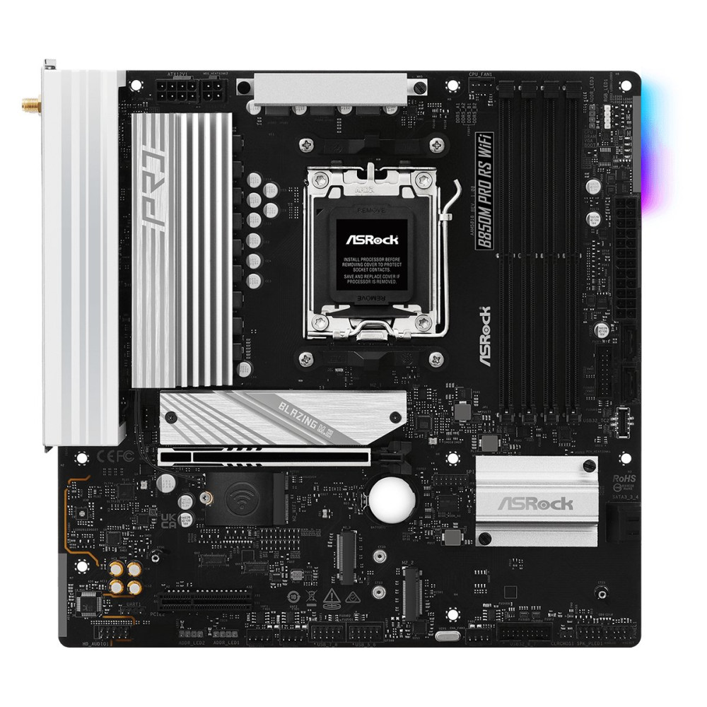 ASRock B850M Pro RS WiFi - Scheda madre - micro ATX - Socket AM5 - Chipsatz AMD B850 - USB-C 3.2 Gen2, USB-C 3.2 Gen 1, USB 3.2 
