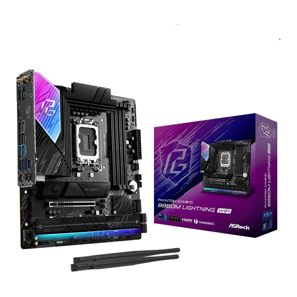 ASRock Phantom Gaming B860M LIGHTNING WIFI - Scheda madre - micro ATX - LGA1851 Socket - Chipset B860 - USB4, USB-C 3.2 Gen2, US