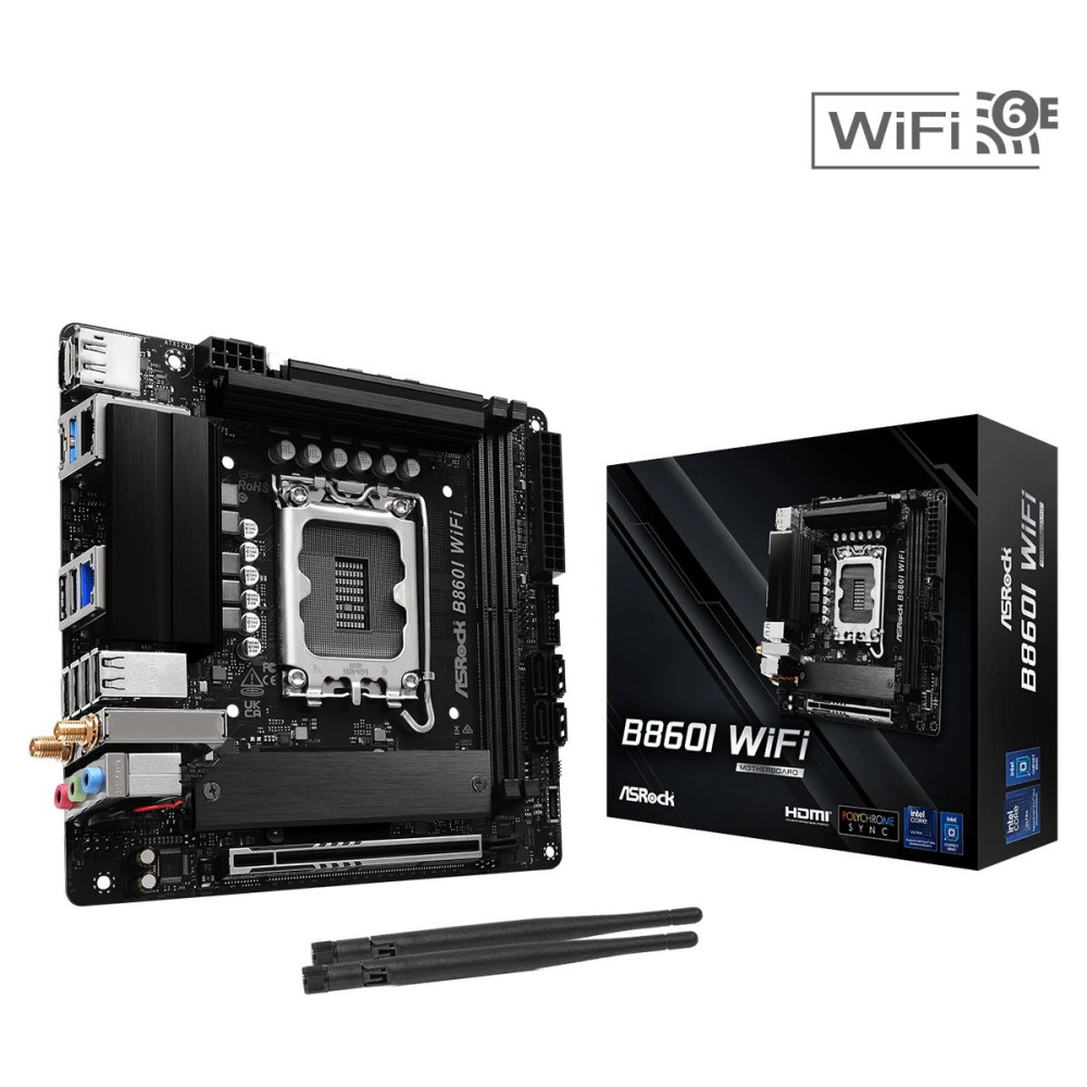 ASRock B860I WiFi - Scheda madre - Mini-ITX - LGA1851 Socket - Chipset B860 - USB-C 3.2 Gen 2x2, USB-C 3.2 Gen 2, USB 3.2 Gen 2,