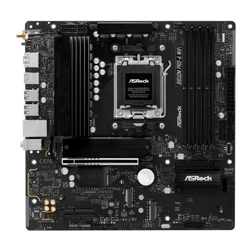 ASRock B850M Pro-A WIFI - Scheda madre - micro ATX - Socket AM5 - Chipsatz AMD B850 - USB 3.2 Gen 2, USB-C 3.2 Gen 2, USB 3.2 Ge