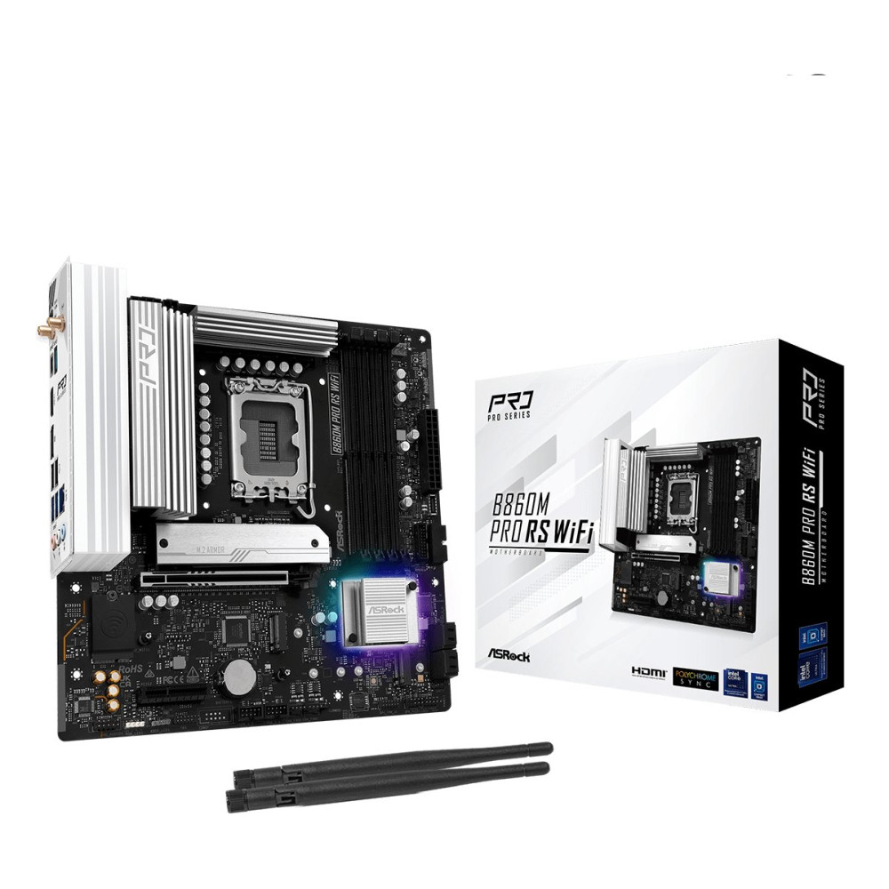 ASRock B860M Pro RS WiFi - Scheda madre - micro ATX - LGA1851 Socket - Chipset B860 - USB-C 3.2 Gen 2x2, USB-C 3.2 Gen 2, USB 3.