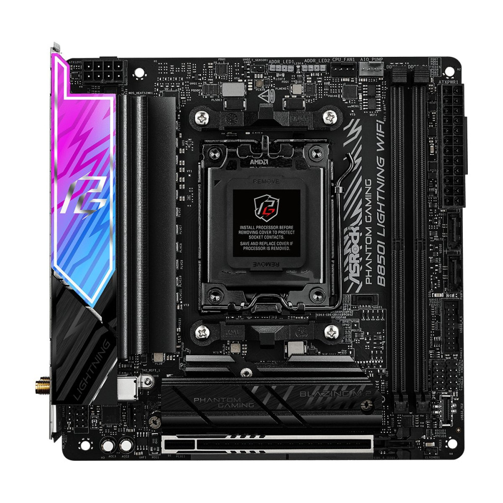 ASRock Phantom Gaming B850I LIGHTNING WIFI - Scheda madre - Mini-ITX - Socket AM5 - Chipsatz AMD B850 - USB-C 3.2 Gen2, USB-C 3.