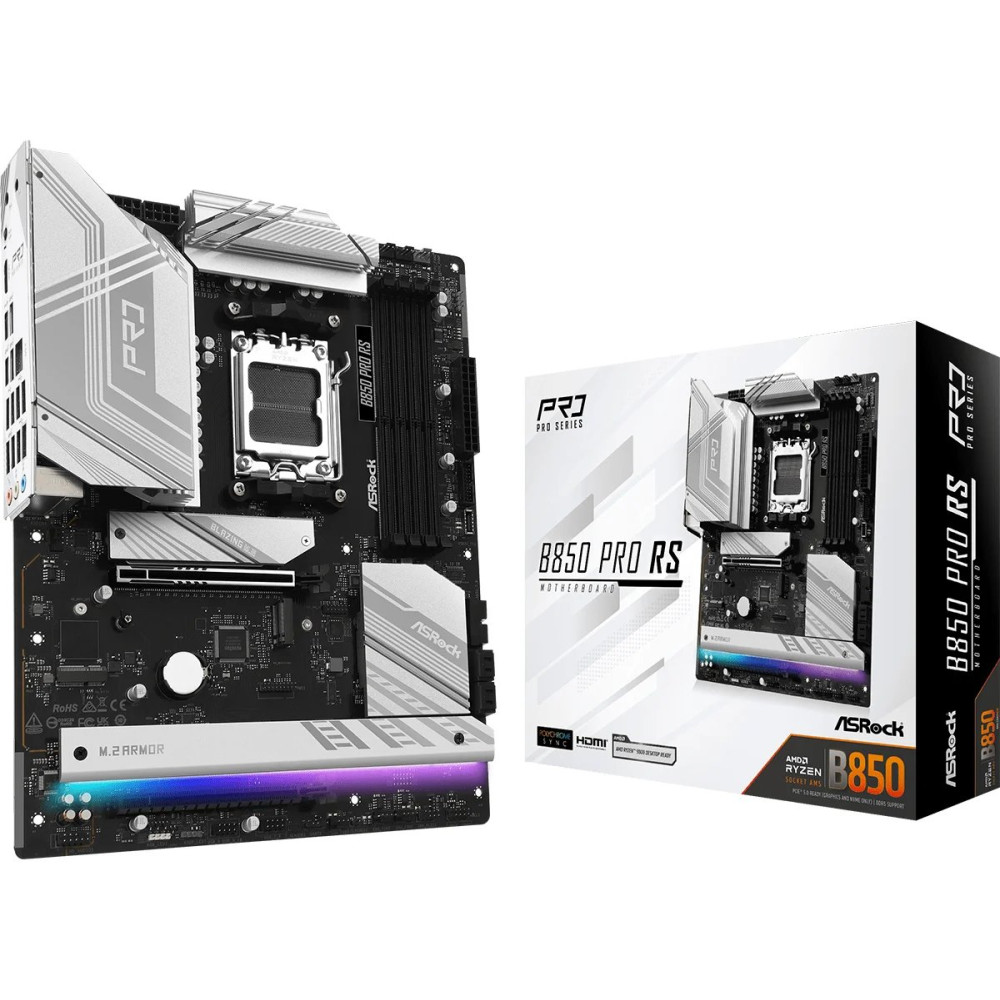ASRock B850 Pro RS - Scheda madre - ATX - Socket AM5 - Chipsatz AMD B850 - USB-C 3.2 Gen 2x2, USB-C 3.2 Gen 1, USB 3.2 Gen 1, US