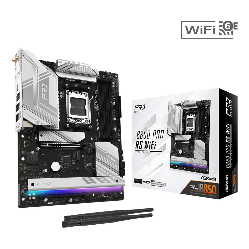 ASRock B850 Pro RS WiFI - Scheda madre - ATX - Socket AM5 - Chipsatz AMD B850 - USB-C 3.2 Gen 2x2, USB-C 3.2 Gen 1, USB 3.2 Gen 