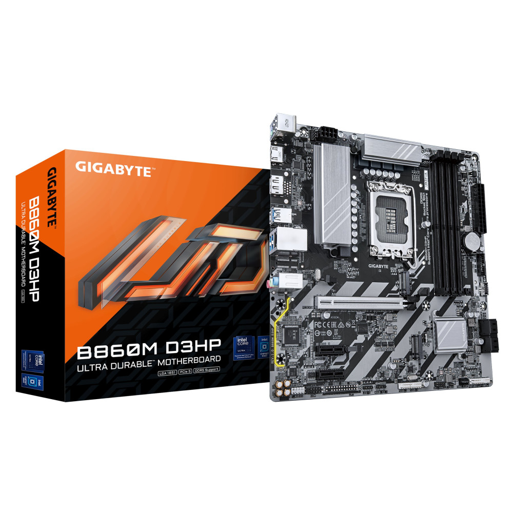 Gigabyte B860M D3HP - Scheda madre - micro ATX - LGA1851 Socket - Chipset B860 - USB-C 3.2 Gen 1, USB 3.2 Gen 1 - LAN Gigabit - 