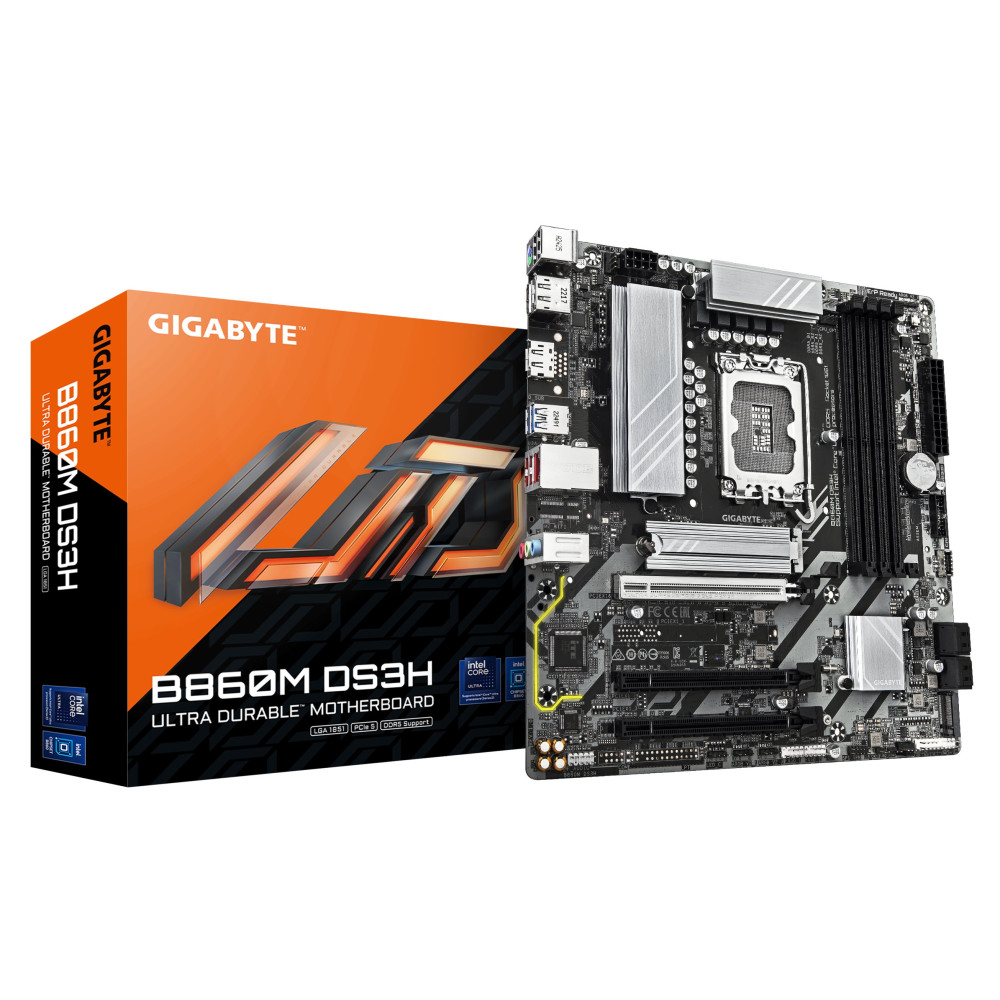 Gigabyte B860M DS3H - 2.0 - Scheda madre - micro ATX - LGA1851 Socket - Chipset B860 - USB-C 3.2 Gen 1, USB 3.2 Gen 2, USB 3.2 G