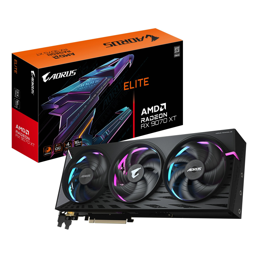 Gigabyte AORUS Radeon RX 9070 XT ELITE 16G scheda video - 16 GB GDDR6, 256 bit, PCI-E 5.0, frequenza del nucleo 3100 MHz, 2 x Di