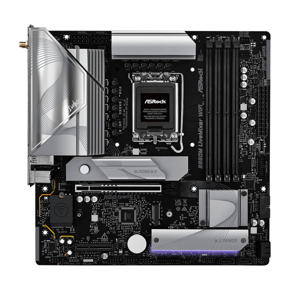 ASRock B860M LiveMixer WiFi - Scheda madre - micro ATX - LGA1851 Socket - Chipset B860 - USB-C 3.2 Gen 1, USB 3.2 Gen 1, USB4 - 