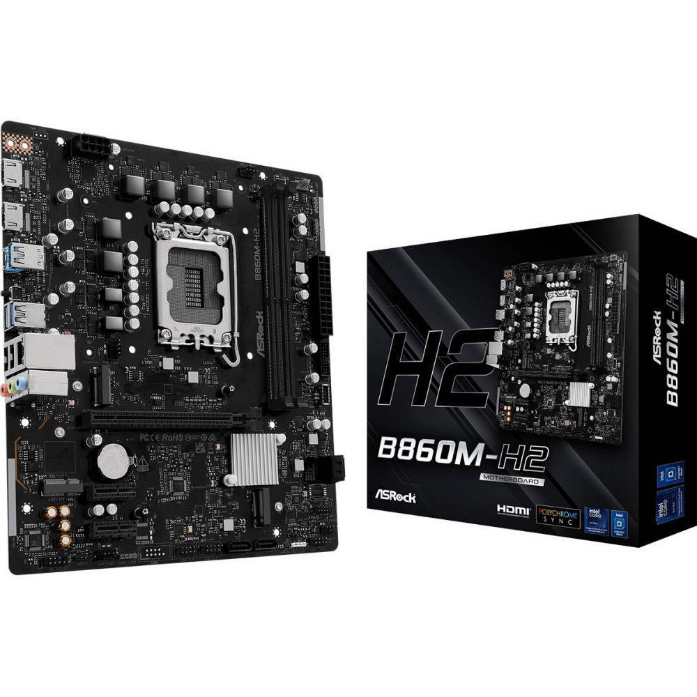 ASRock B860M-H2 - Scheda madre - micro ATX - LGA1851 Socket - Chipset B860 - USB 3.2 Gen 1, USB-C 3.2 Gen 2, USB-C 3.2 Gen 1 - L