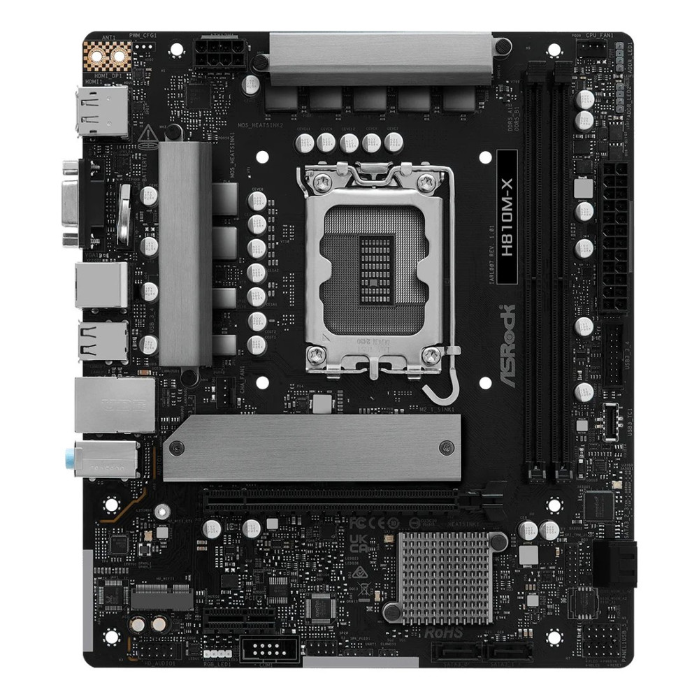 ASRock H810M-X - Scheda madre - micro ATX - LGA1851 Socket - Chipset H810 - USB-C 3.2 Gen 1, USB 3.2 Gen 1 - LAN a 2,5 Gigabit -
