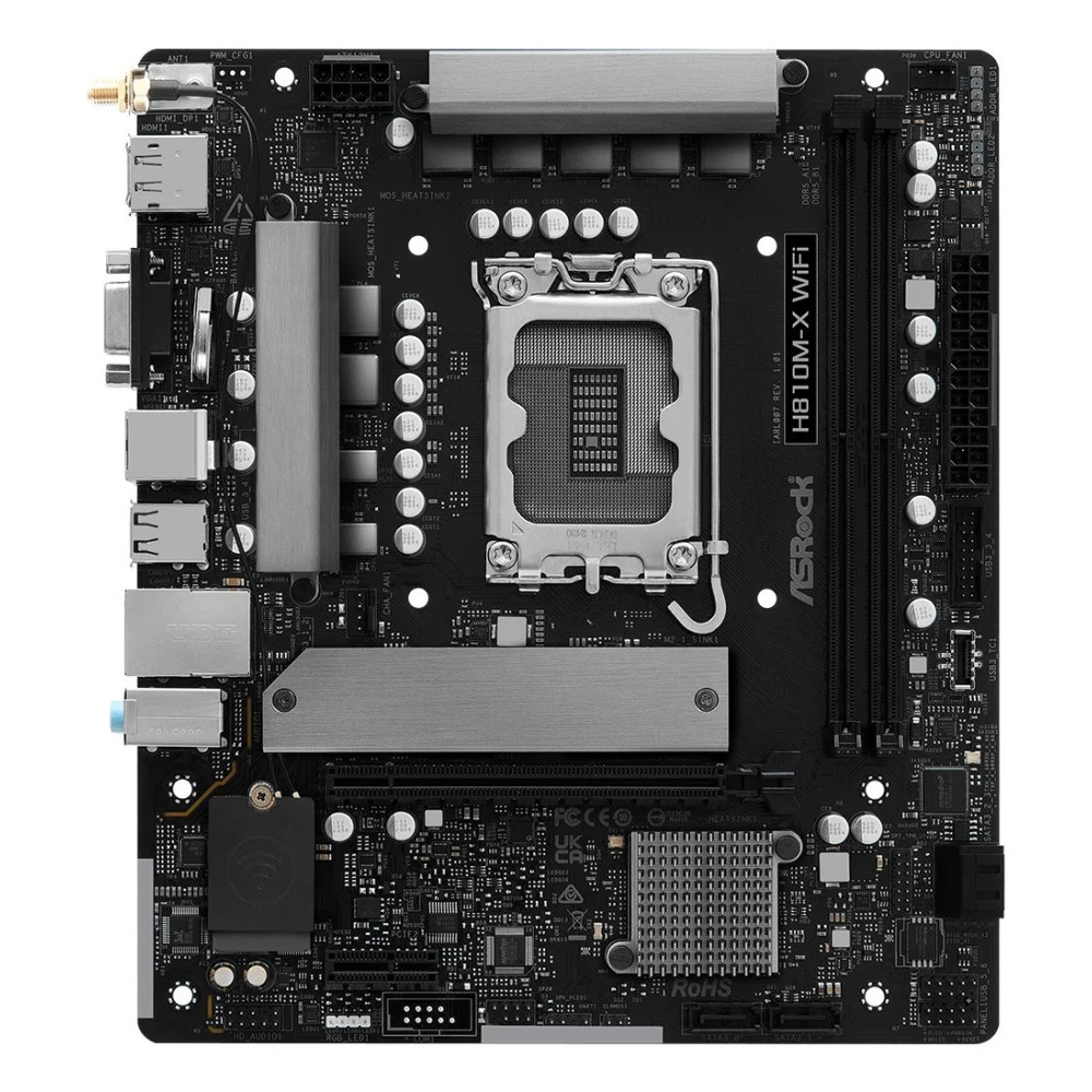 ASRock H810M-X WIFI - Scheda madre - micro ATX - LGA1851 Socket - Chipset H810 - USB-C 3.2 Gen 1, USB 3.2 Gen 1 - LAN Gigabit 2.