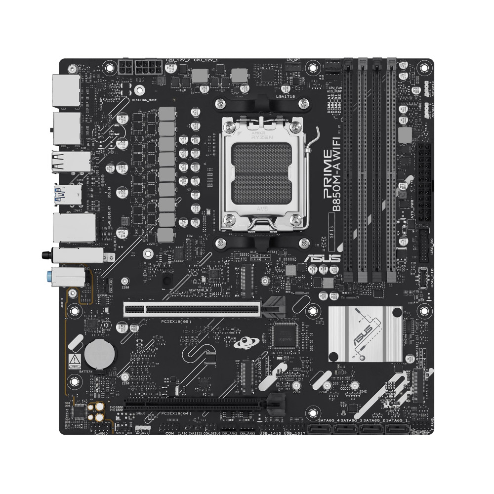 ASUS PRIME B850M-A WIFI - Scheda madre - micro ATX - Socket AM5 - Chipsatz AMD B850 - USB 3.2 Gen 2, USB 3.2 Gen 1, USB-C 3.2 Ge