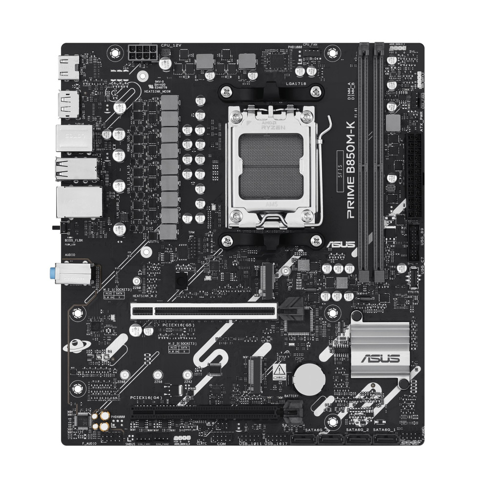 ASUS PRIME B850M-K - Scheda madre - micro ATX - Socket AM5 - Chipsatz AMD B850 - USB-C 3.2 Gen 1, USB 3.2 Gen 2, USB 3.2 Gen 1 -