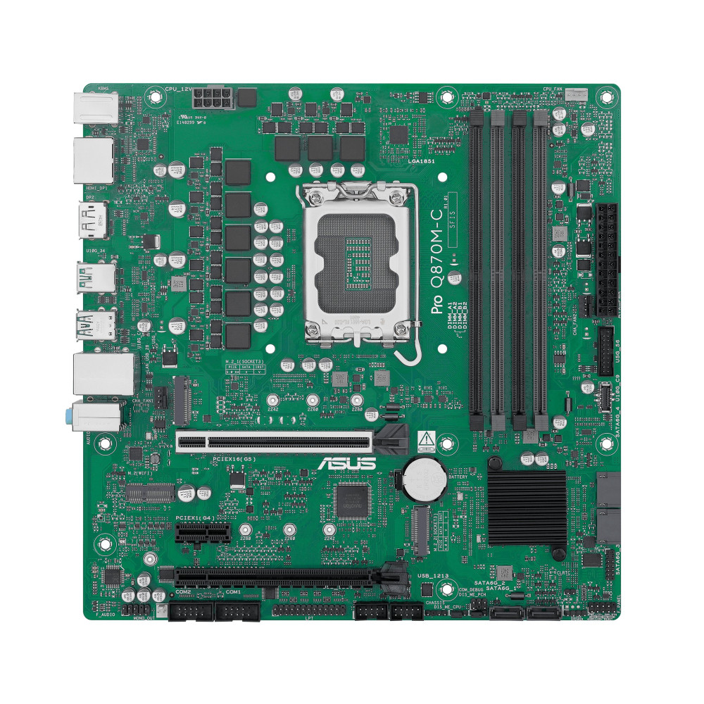 ASUS Pro Q870M-C-CSM - Scheda madre - micro ATX - LGA1851 Socket - Chipsatz Q870 - USB-C 3.2 Gen2, USB 3.2 Gen 1, USB 3.2 Gen 2 
