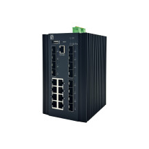 LevelOne 20-porto L2+ Managed Gigabit Industrieswitch, 8x 1GbE RJ45, 8x 1GbE SFP, 4x 1/2.5GbE SFP, montato su DIN-rail, temperat
