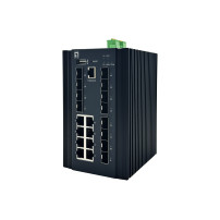 LevelOne 20-porto L2+ Managed Gigabit Industrieswitch, 8x 1GbE RJ45, 8x 1GbE SFP, 4x 1/2.5GbE SFP, montato su DIN-rail, temperat