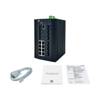 LevelOne 20-porto L2+ Managed Gigabit Industrieswitch, 8x 1GbE RJ45, 8x 1GbE SFP, 4x 1/2.5GbE SFP, montato su DIN-rail, temperat