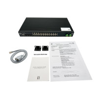 Switch industriale LevelOne a 28 porte L2+, gestito, PoE, con 4 porte SFP+ da 1/2.5/10GbE, 24 uscite PoE, potenza massima di 370